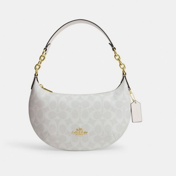 New! Payton Hobo Bag in Signature Canvas in Gold/Chalk/Glacier White